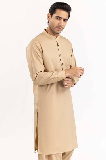 Khaki Basic Shalwar Kameez - DENIMS - Shalwar Kameez - 