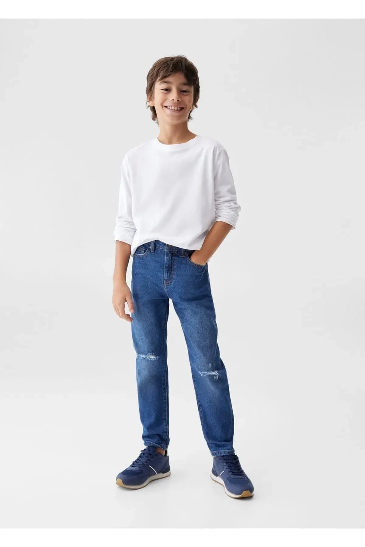 Kids Decorative Ripped Dad Jean - DENIMS - Boys Jeans - 