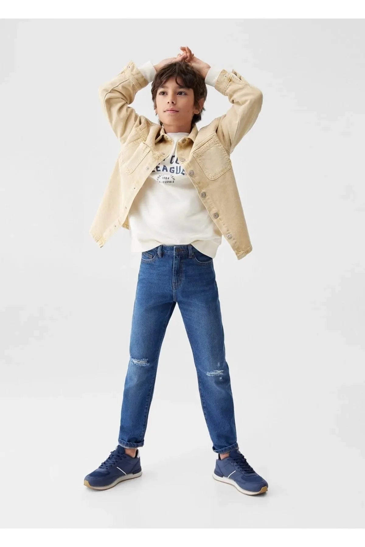 Kids Decorative Ripped Dad Jean - DENIMS - Boys Jeans - 