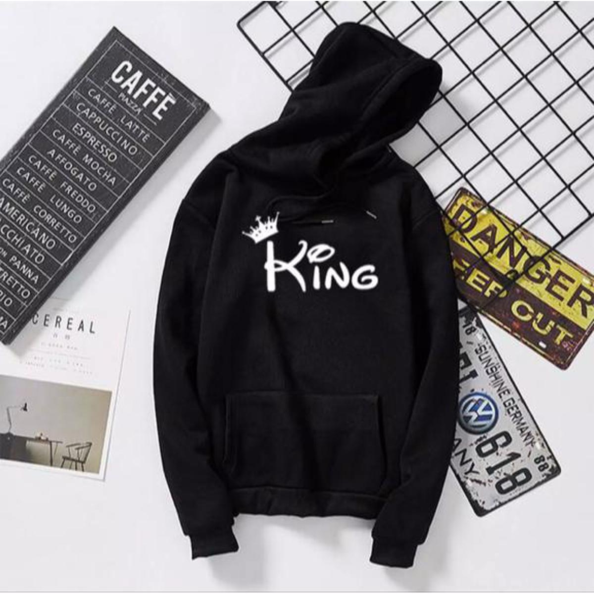 KING - Black Printed Hoodies For Mens & Boys - Soft & Comfortable - DENIMS - Hoodie & Sweatshirt - 