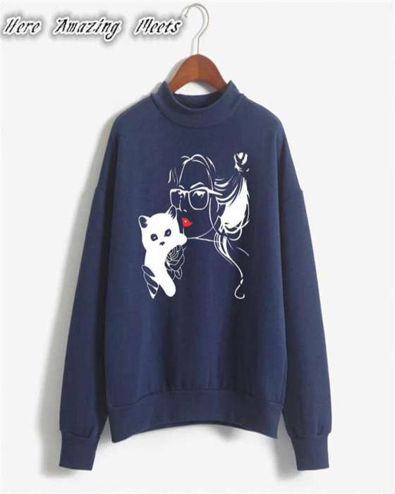 Kitty Printed Sweat Shirt For womens - DENIMS - Hoodies & Sweatshirts - 