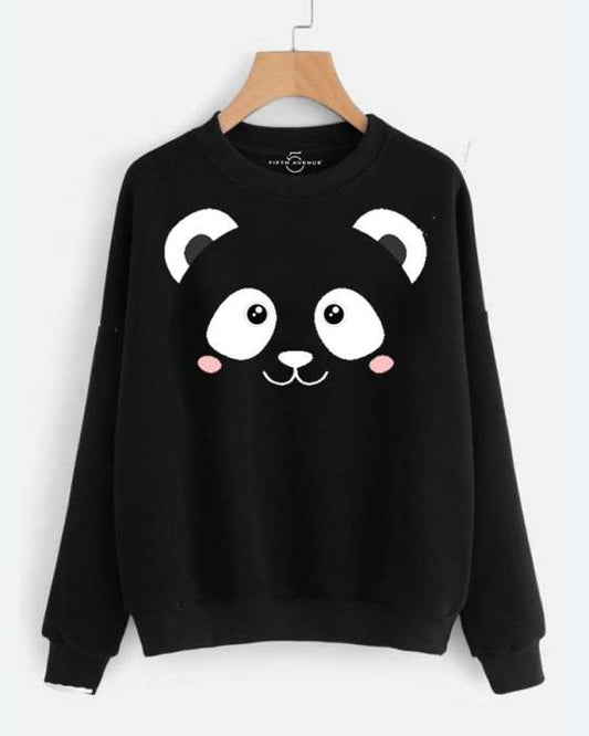 LADIES PRINTED SWEAT SHIRTS Black ( Teddy Print ) - DENIMS - Hoodies & Sweatshirts - 