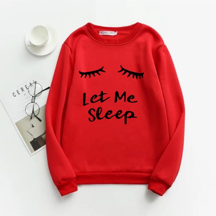 Let Me Sleep Fleece Full Sleeves Sweatshirt For Women - DENIMS - Hoodies & Sweatshirts - 