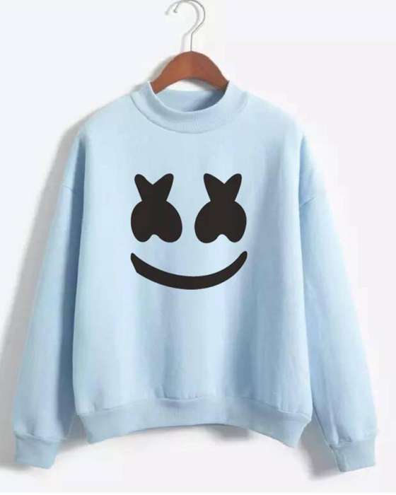 LIGHT BLUE SMILE SWEATSHIRT FOR womens - DENIMS - Hoodies & Sweatshirts - 