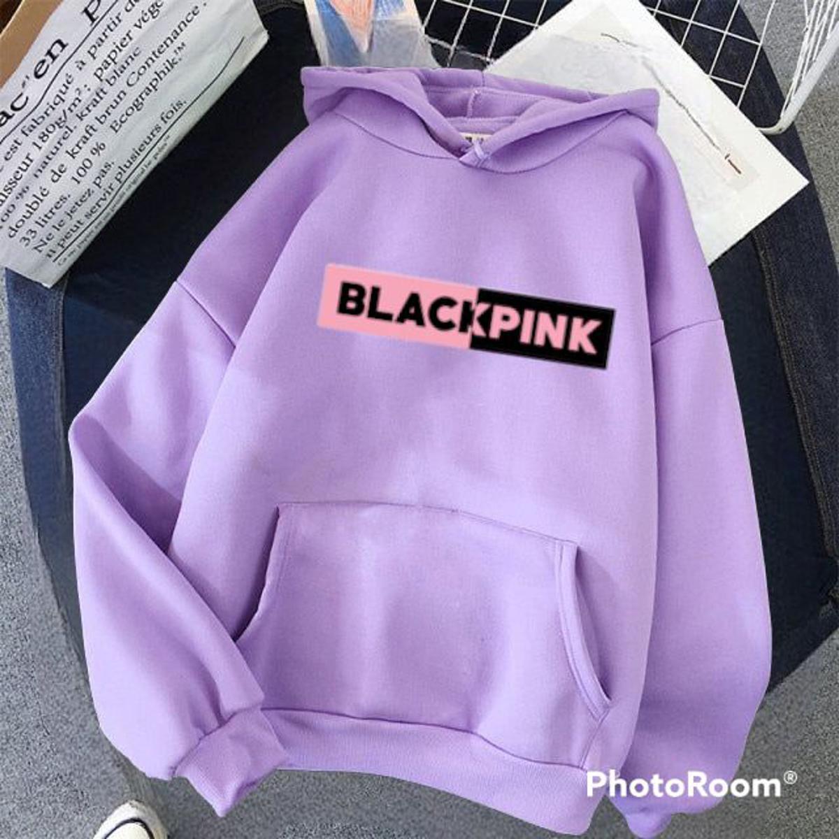 Light Purple Blackpink Printed Fleece Full Sleeves Pull Over Hoodie For Women - DENIMS - Hoodies & Sweatshirts - 