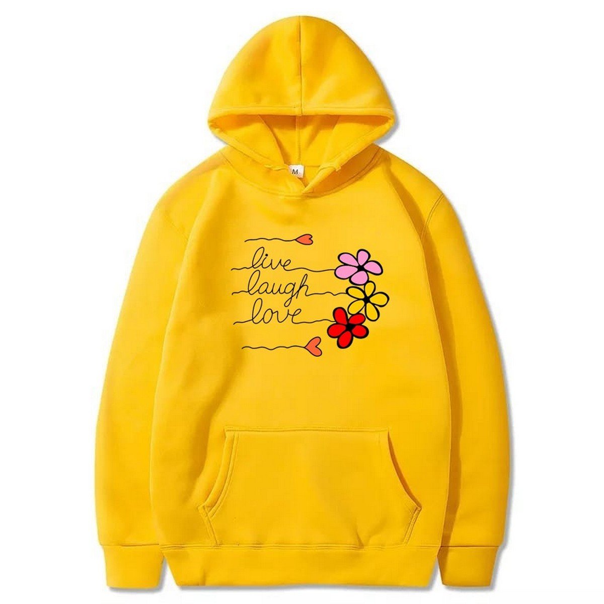 LIve Laugh Love Printed Fleece Full Sleeves Pull Over Hoodie For Women - DENIMS - Hoodies & Sweatshirts - 