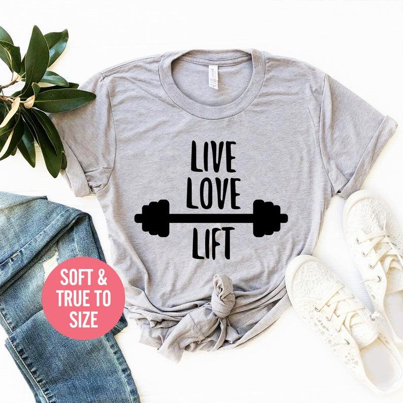Live Love Lift T Shirt Workout T - Shirt Womens Fitness Shirt - DENIMS - Tops & T - Shirts - 
