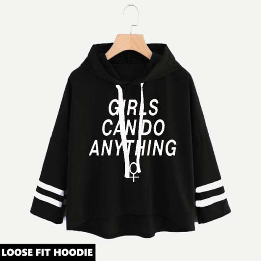 LOOSE FIT PRINTED HOODIE ( CAN DO ANYTHING PRINT ) - DENIMS - Hoodies & Sweatshirts - 