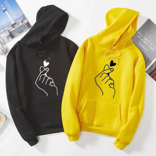 Love Charm Printed Fleece Full Sleeves Pull Over Hoodie For Women - DENIMS - Hoodies & Sweatshirts - 