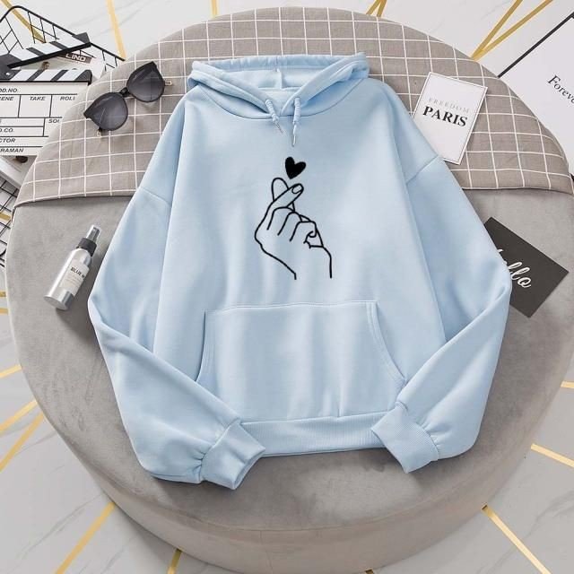 Love Charm Sky Blue Fleece Full Sleeves Pull Over Hoodie For Women - DENIMS - Hoodies & Sweatshirts - 