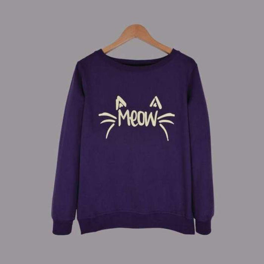 Maham Mart A to Z Meow Printed Fleece SweatShirt for - DENIMS - Hoodies & Sweatshirts - 