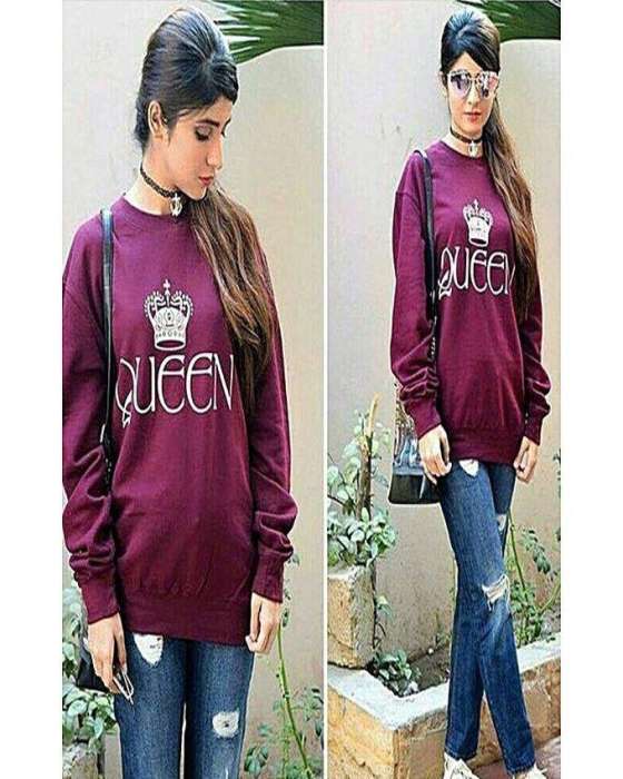 Mahroon queen sweat shirt For and Women - DENIMS - Hoodies & Sweatshirts - 