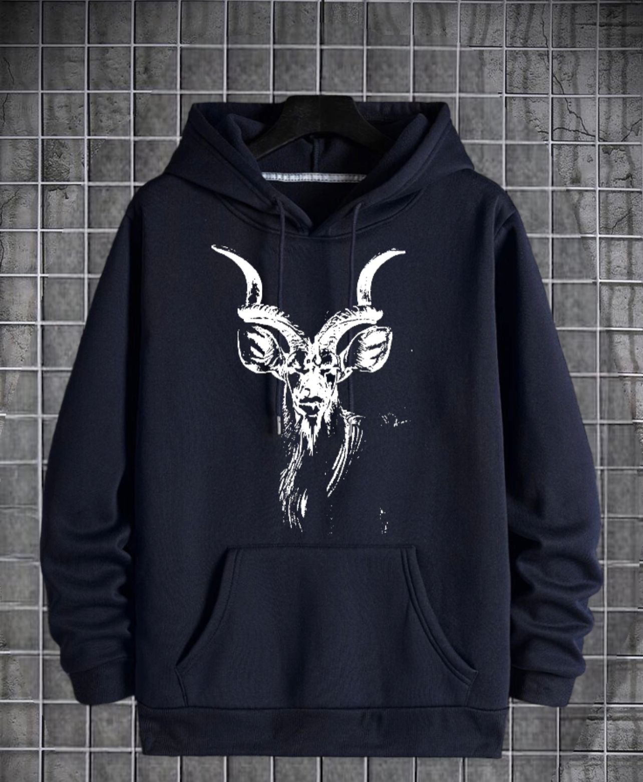Markhor Printed Fleece Full Sleeves Pull Over Hoodie For Men & Boys - DENIMS - Hoodie & Sweatshirt - 