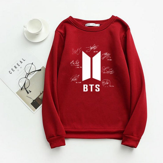 Maroon BTS Printed Sweatshirts for Men and Boys - DENIMS - Hoodie & Sweatshirt - 
