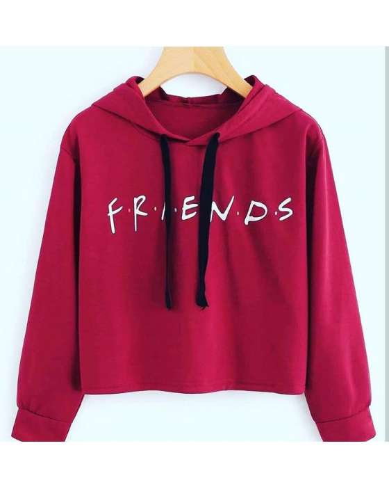 MAROON FRIENDS CROPPED HOODIE FOR womens - DENIMS - Hoodies & Sweatshirts - 