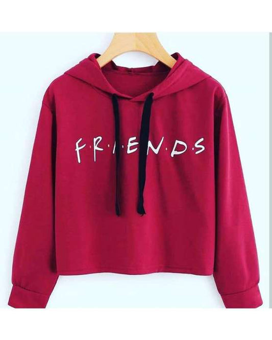 MAROON FRIENDS CROPPED HOODIE FOR womens 884 - DENIMS - Hoodies & Sweatshirts - 