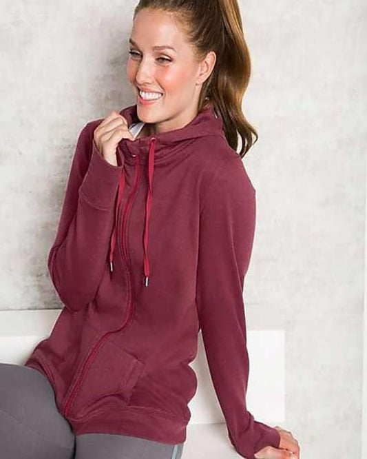 Maroon Ladies Zipper Hoodie 289 - DENIMS - Hoodies & Sweatshirts - 