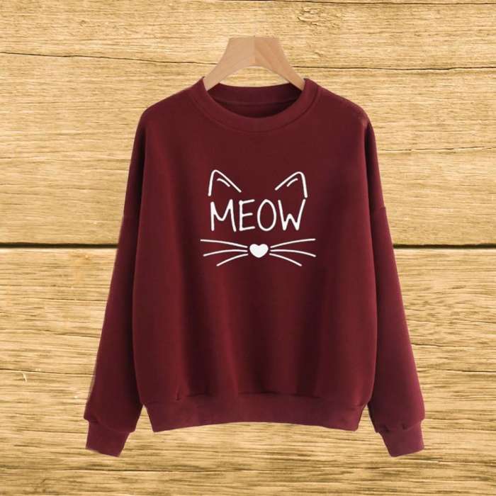 Maroon Meao sweat shirt For and Women - DENIMS - Hoodies & Sweatshirts - 