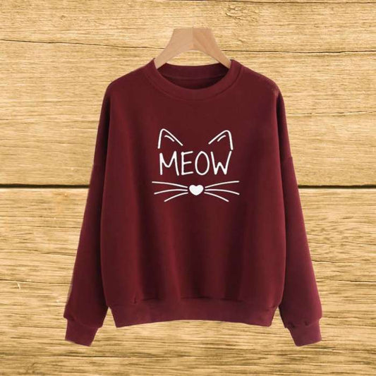 Maroon Meao sweat shirt For and Women - DENIMS - Hoodies & Sweatshirts - 