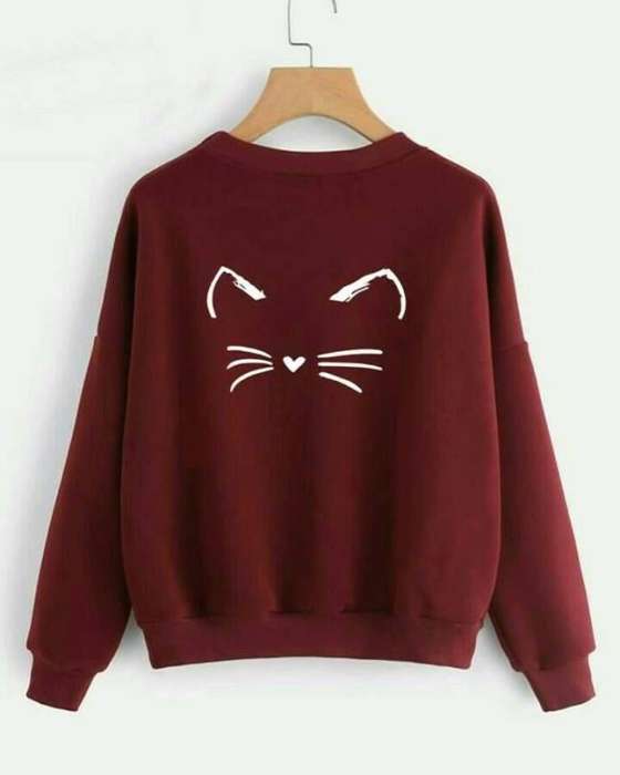maroon meow sweatshirt for women - DENIMS - Hoodies & Sweatshirts - 