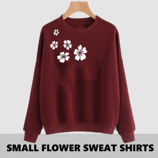 MAROON SIDE FLOWER PRINTED SWEAT SHIRT - DENIMS - Hoodies & Sweatshirts - 
