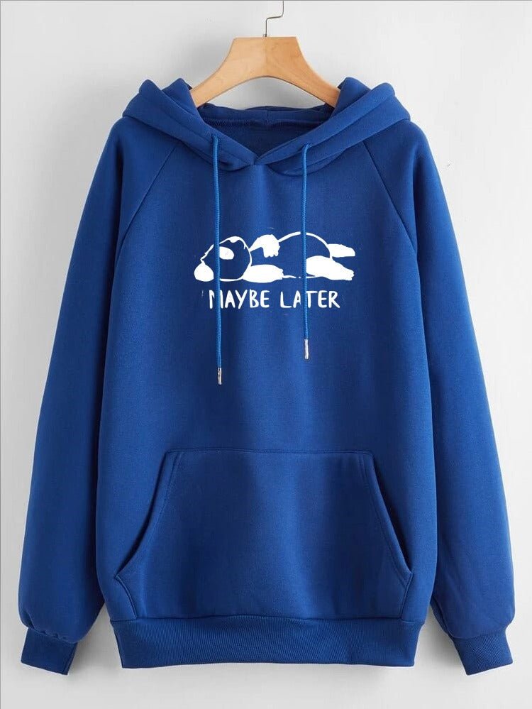 Maybe Later Printed Fleece Full Sleeves Pull Over Hoodie For Women - DENIMS - Hoodies & Sweatshirts - 