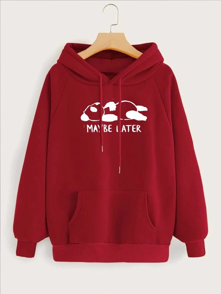 Maybe Later Printed Fleece Full Sleeves Pull Over Hoodie For Women - DENIMS - Hoodies & Sweatshirts - 
