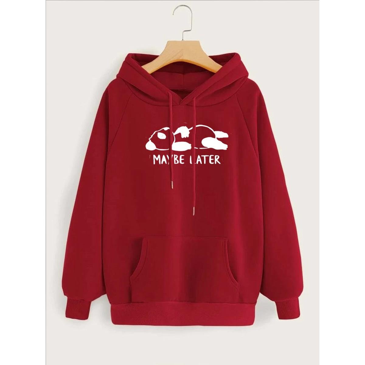 Maybe Later Printed Fleece Full Sleeves Pull Over Hoodie For Women - DENIMS - Hoodies & Sweatshirts - 
