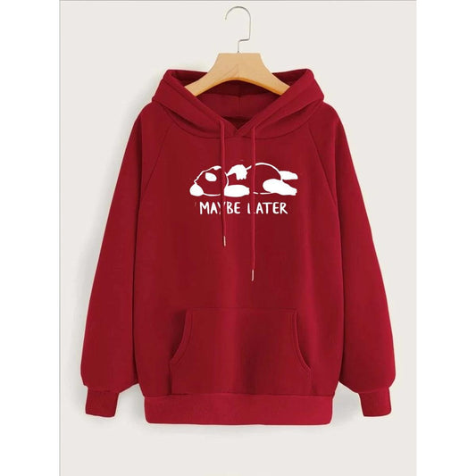 Maybe Later Printed Fleece Full Sleeves Pull Over Hoodie For Women - DENIMS - Hoodies & Sweatshirts - 