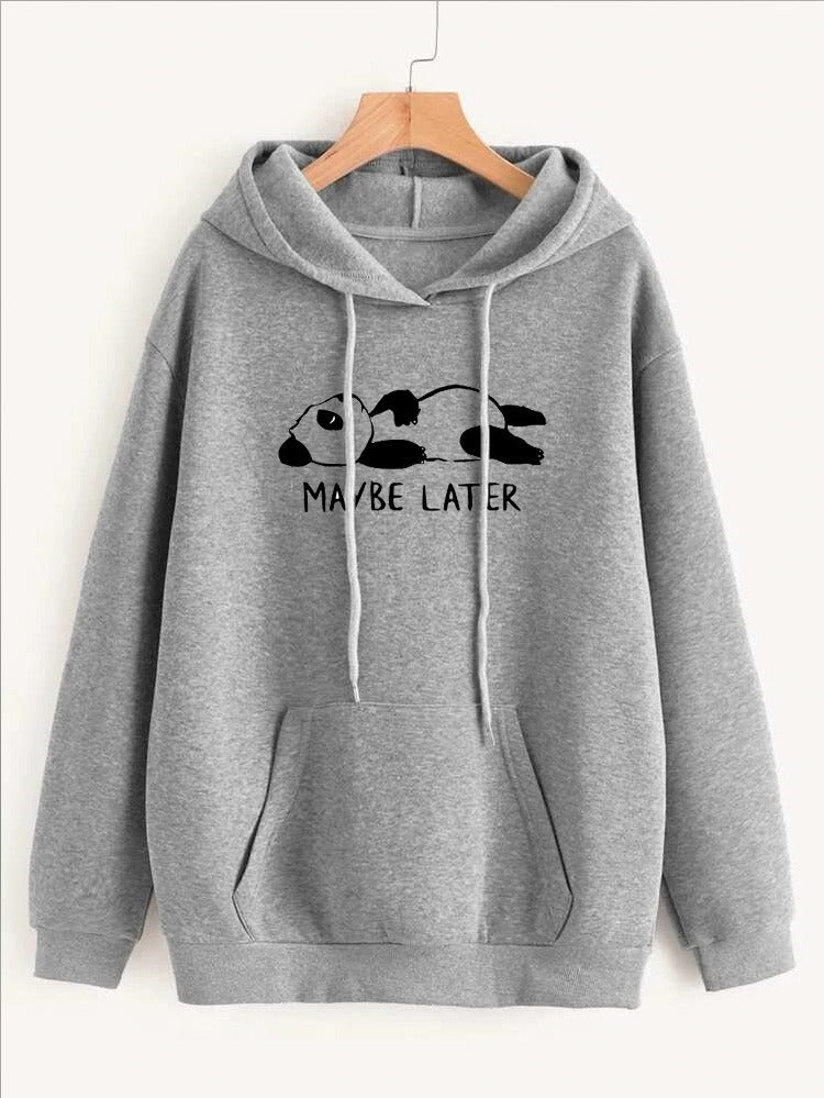 Maybe Later Printed Fleece Full Sleeves Pull Over Hoodie For Women - DENIMS - Hoodies & Sweatshirts - 