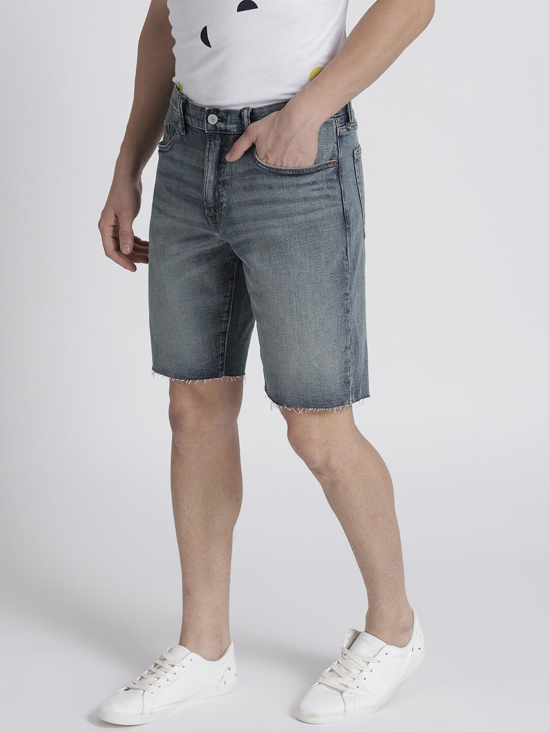 Men 10 Inches Slim Denim Shorts with Flex - DENIMS - Shorts - 