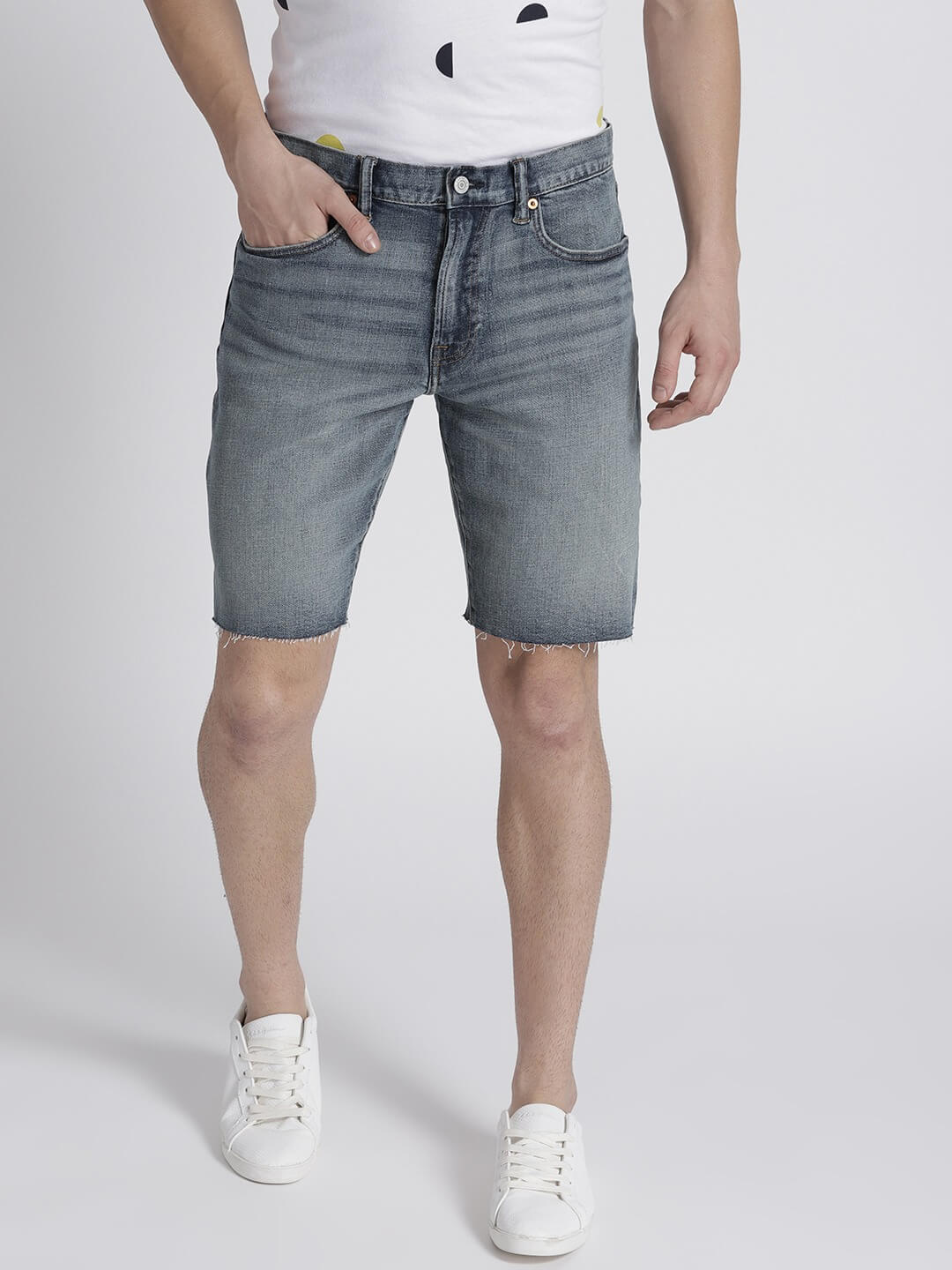 Men 10 Inches Slim Denim Shorts with Flex - DENIMS - Shorts - 