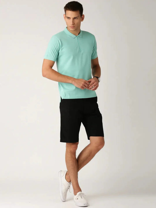 Men Black Solid Regular Fit Regular Shorts - DENIMS - Shorts - 