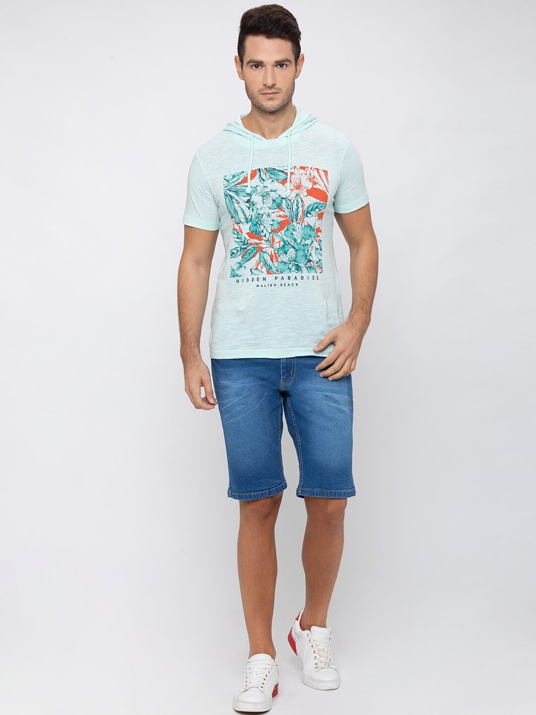 Men Blue Regular Fit Denim Shorts - DENIMS - Shorts - 