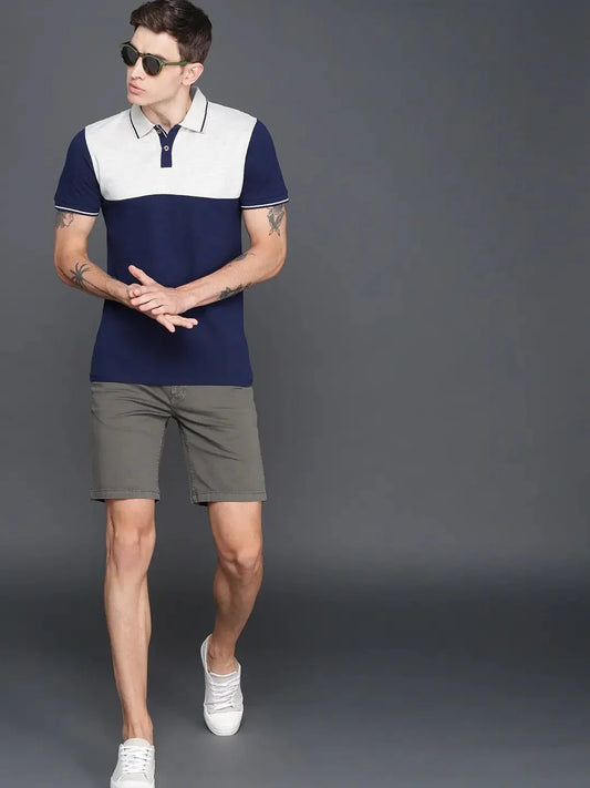 Men Grey Solid Slim Fit Chino Shorts - DENIMS - Shorts - 