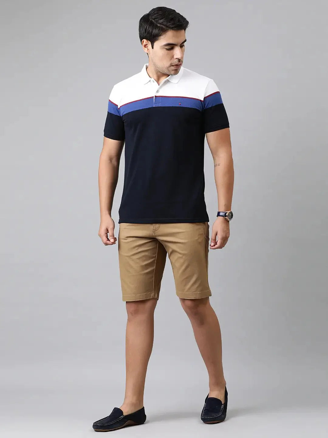 Men Khaki - Coloured Solid Slim Fit Regular Shorts - DENIMS - Shorts - 