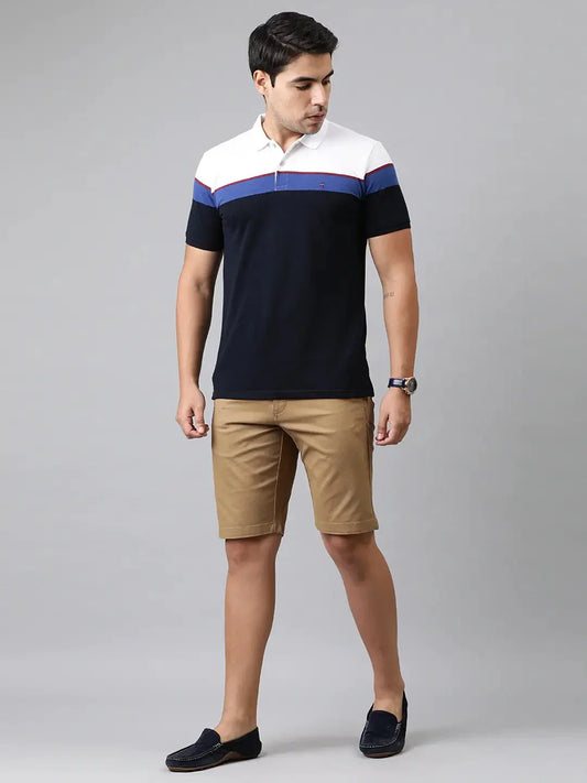 Men Khaki - Coloured Solid Slim Fit Regular Shorts - DENIMS - Shorts - 