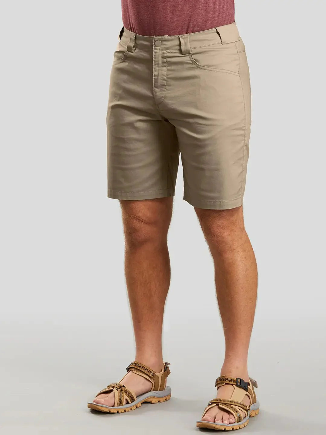Men Khaki Solid Regular Fit Hiking Shorts - DENIMS - Shorts - 