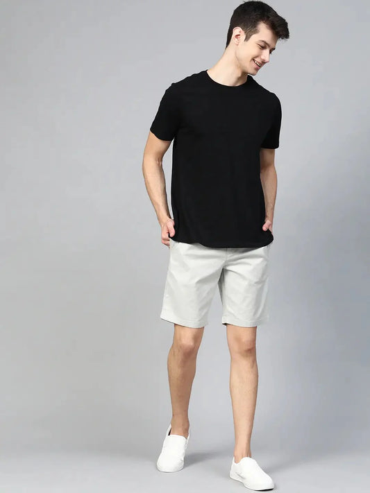 Men Off - White Self - Checked Regular Fit Shorts - DENIMS - Shorts - 