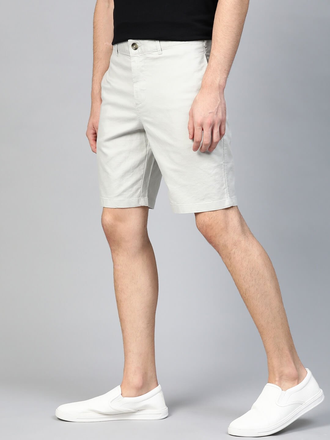 Men Off - White Self - Checked Regular Fit Shorts - DENIMS - Shorts - 