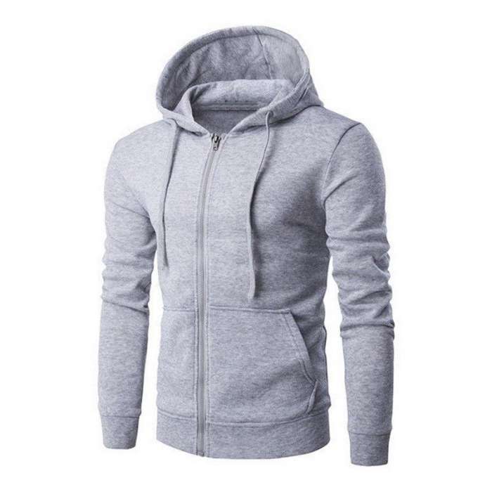 Men Women Stylish Long Sleeve Hooded Hoodies Casual Zipper Fleece Sweatshirts - DENIMS - Hoodies & Sweatshirts - 