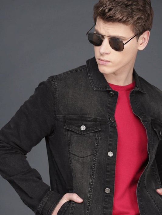 Mens Denim Jacket Black - DENIMS - Denim Jacket - 