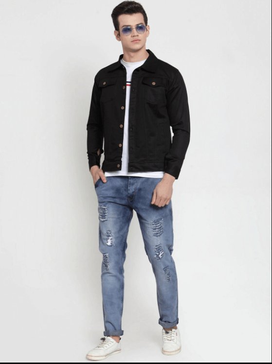 Mens Denim Jacket Black - DENIMS - Denim Jacket - 