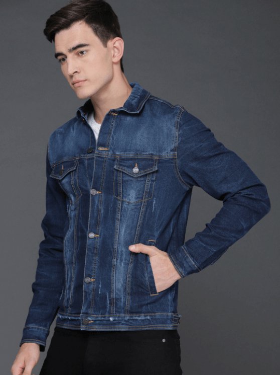 Mens Denim Jacket Dark Blue - DENIMS - Denim Jacket - 