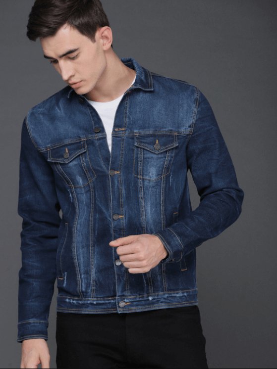 Mens Denim Jacket Dark Blue - DENIMS - Denim Jacket - 