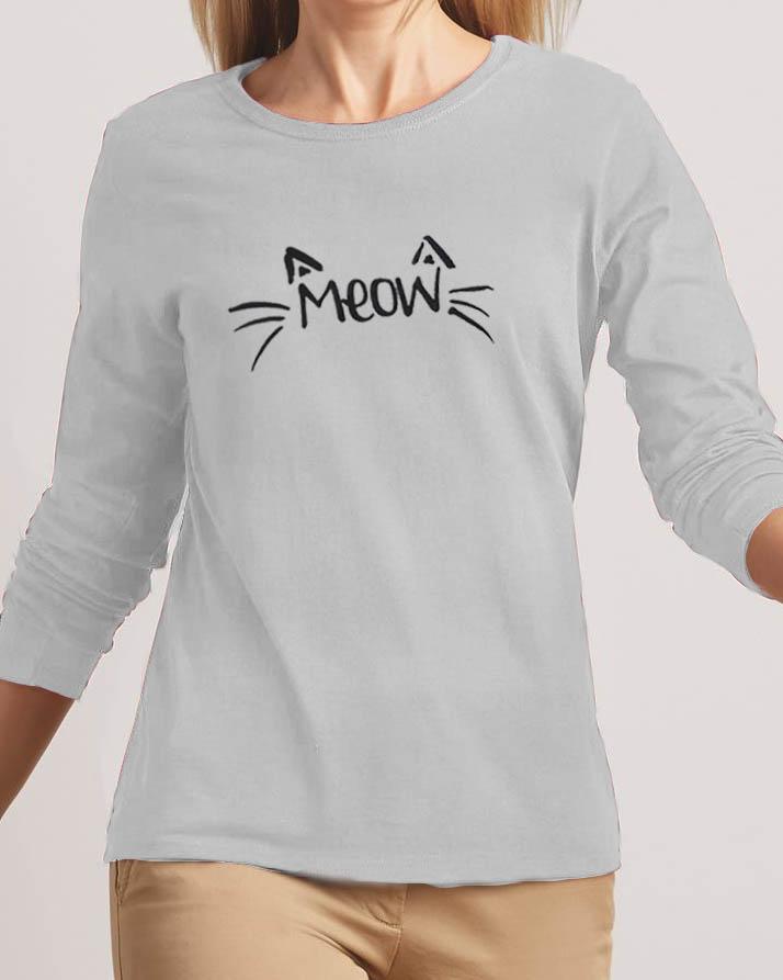 Meow New Fashion Grey High Printed Design High Quality T - shirt - DENIMS - Tops & T - Shirts - 