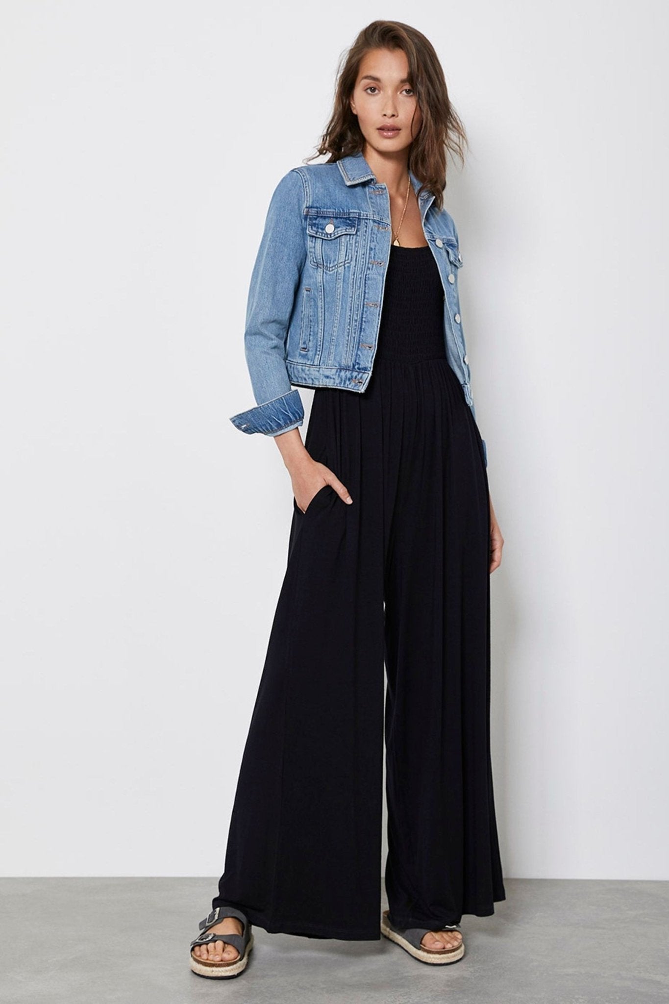 Mint Velvet Blue Puff Shoulder Jacket - DENIMS - Denim Jackets - 