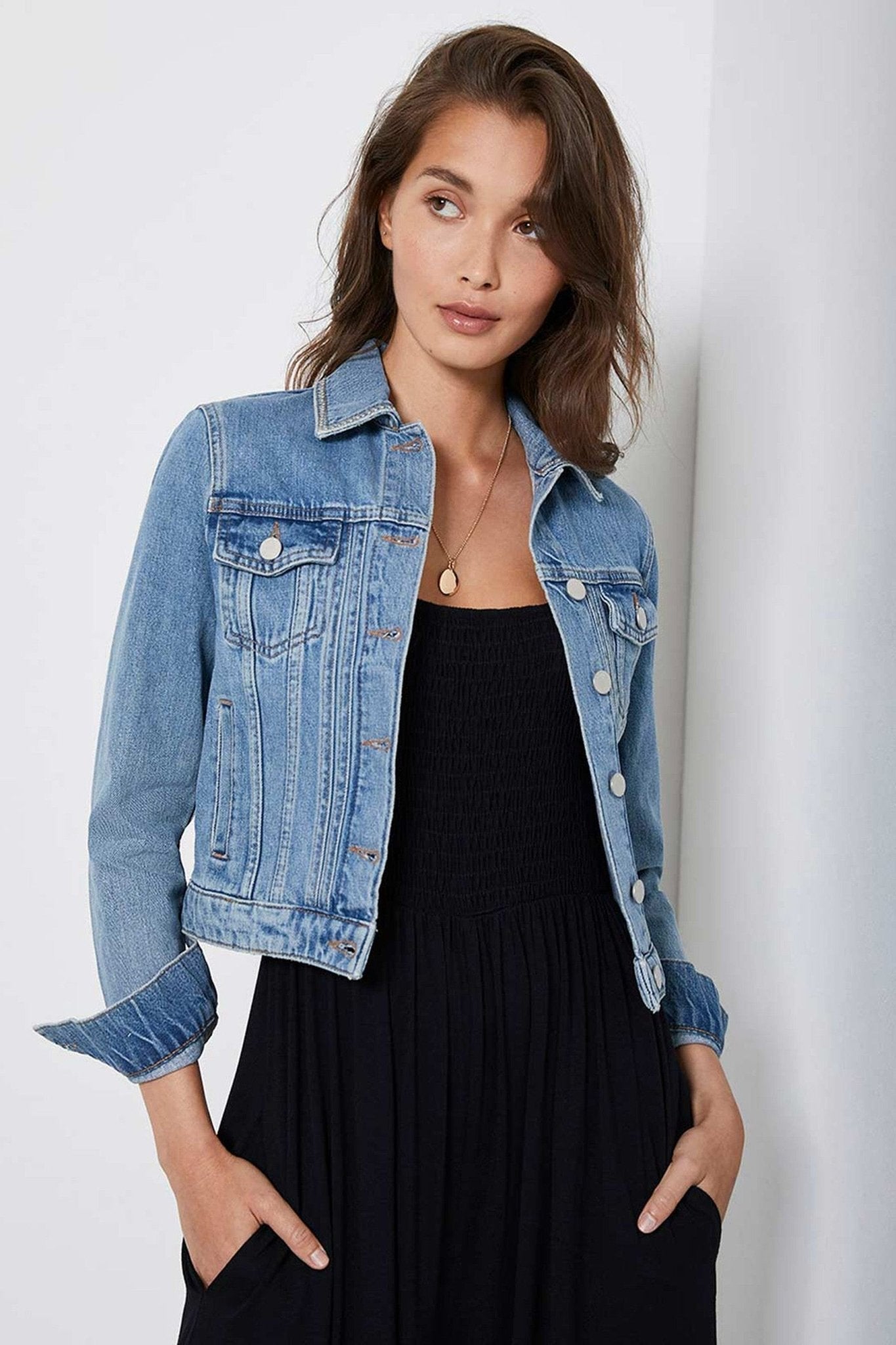 Mint Velvet Blue Puff Shoulder Jacket - DENIMS - Denim Jackets - 