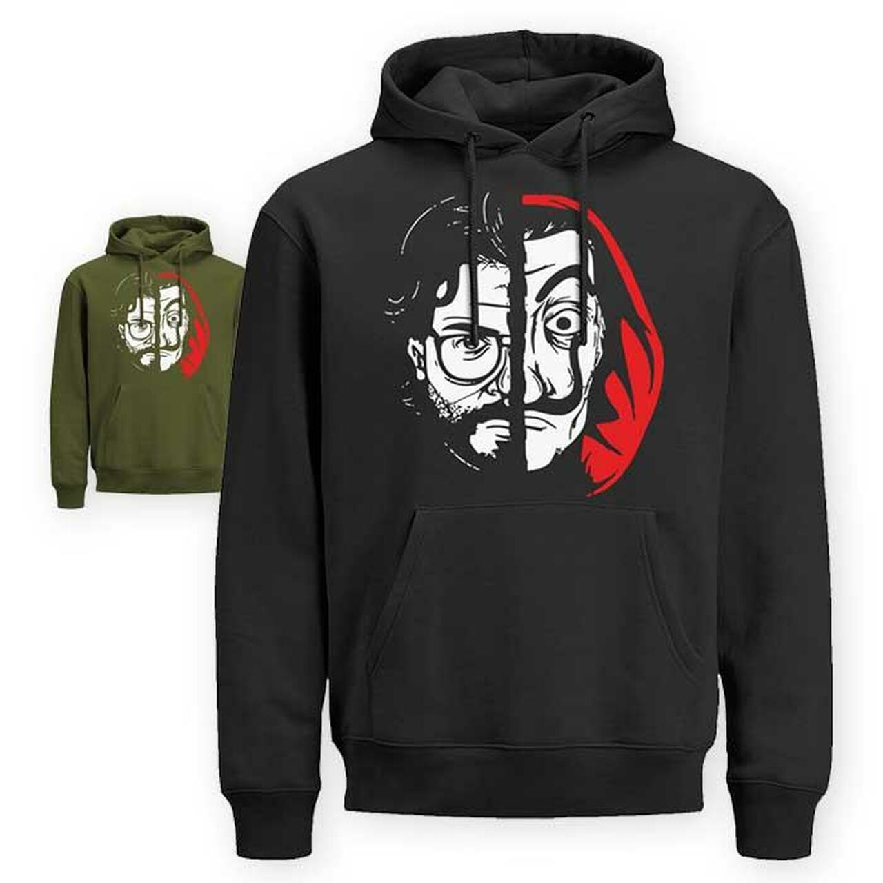 Money Heist Printed Fleece Full Sleeves Pull Over Hoodie - DENIMS - Hoodie & Sweatshirt - 