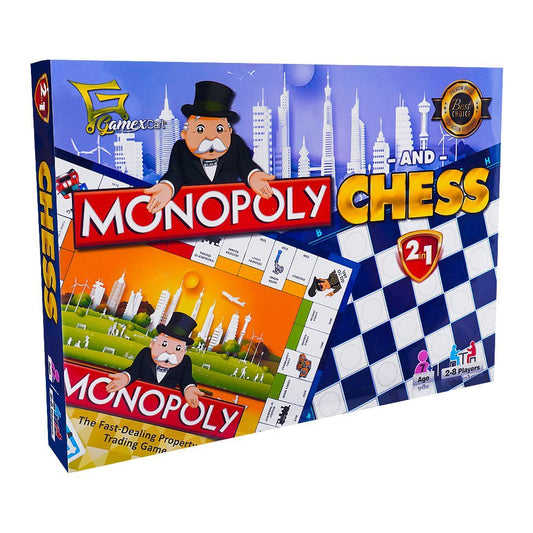 Monopoly & Chess 2 - In - 1 Board Game, For 7+ Years - DENIMS - Board Games - 